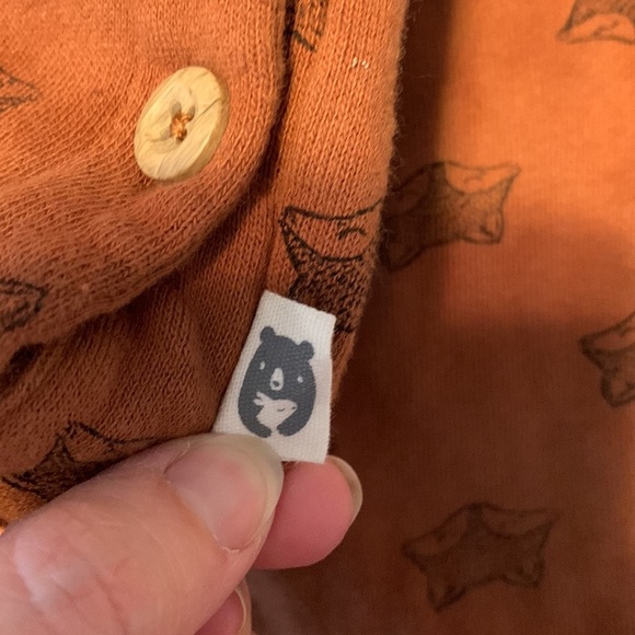 Rabbit + bear sweatshirt pants set sweatsuit rust brown fox print organic 24 mo - Picture 3 of 9